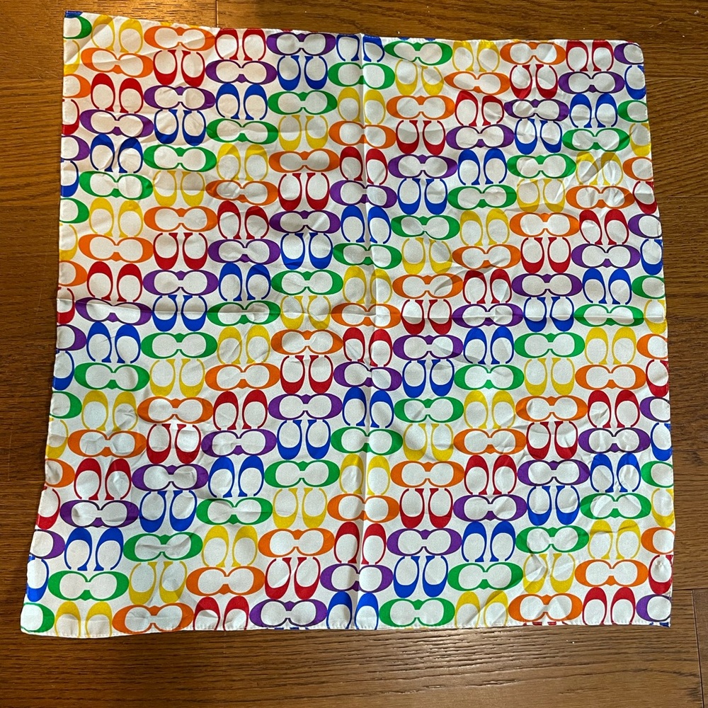 Coach rainbow logo square scarf